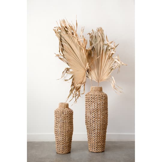 Hello Honey® 30" Handwoven Water Hyacinth & Rattan Floor Vase